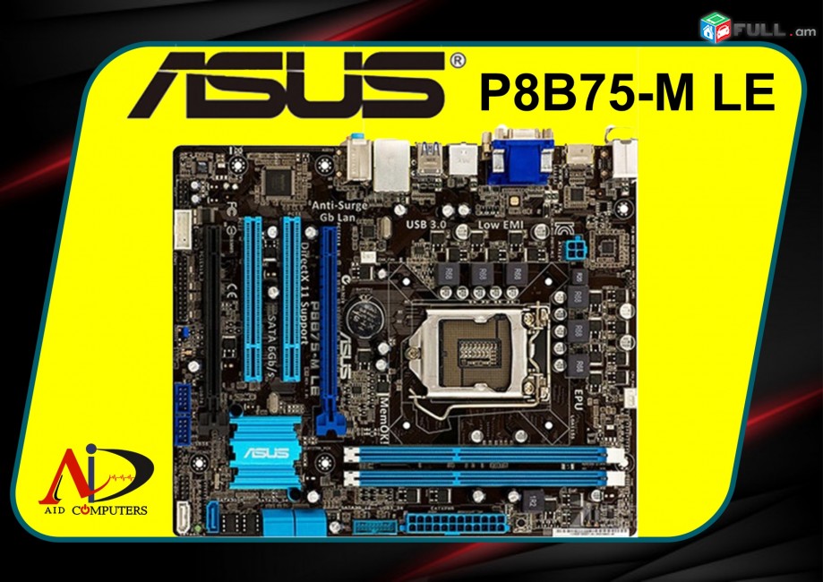 Motherboard Asus P8B75-M LE materinka LGA 1155 DDR3
