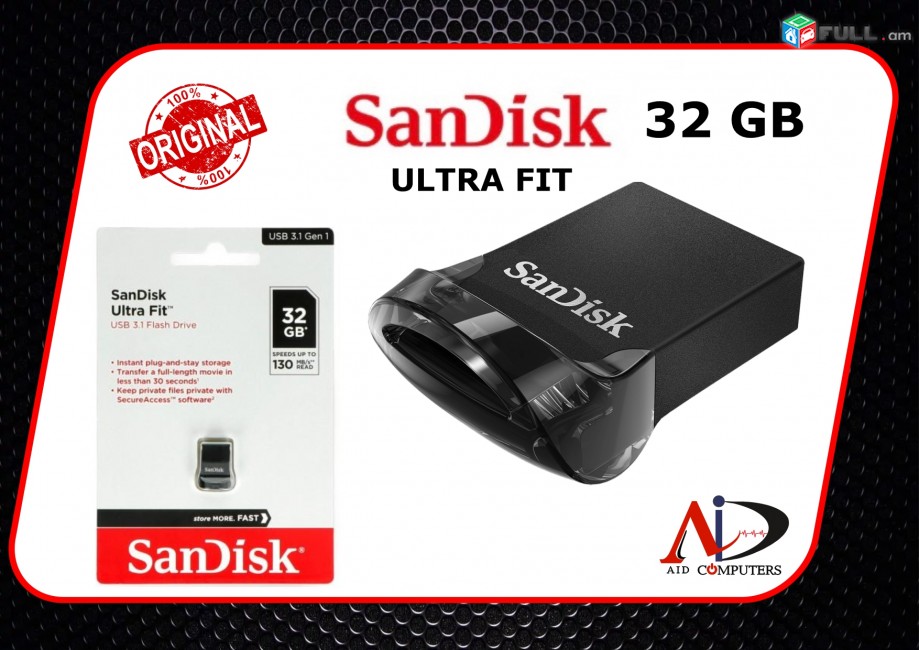 32GB SanDisk Ultra Fit USB 3.1 Flash Drive ORIGINAL