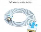 vention Com port  USB to RS232 kabel մետաղապատ 4,5 mm 3m 2m 1,5m 9Pin կաբել օրիգինալ