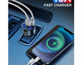 QC 3.0 Автомобильное Зарядное устройство USLION USB Car Charger 15A adapter Type C Լիցքավորիչ Մալուխ
