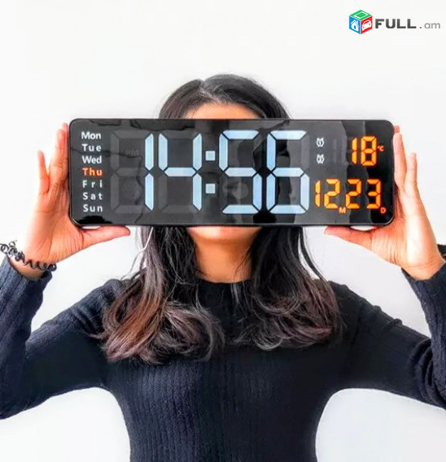 Նոր ՄԵԾ 39սմ ԼԵԴ Ժամ պատի սեղանի տումբչկի բուդիլնիկ 3ը 1 ջերմաչափ