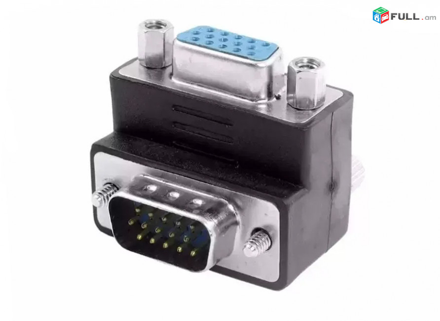 SVGA VGA 15 Pin Male To Female M / F 90 degree Right Angle Adapter