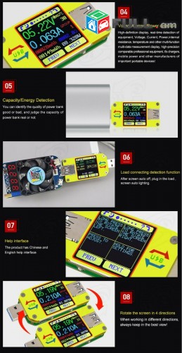 RD UM34C Для APP USB 3,0 Тип-C DC Вольтметр Tester Տեստեր