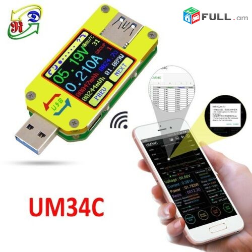 RD UM34C Для APP USB 3,0 Тип-C DC Вольтметр Tester Տեստեր