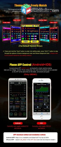 RD UM34C Для APP USB 3,0 Тип-C DC Вольтметр Tester Տեստեր
