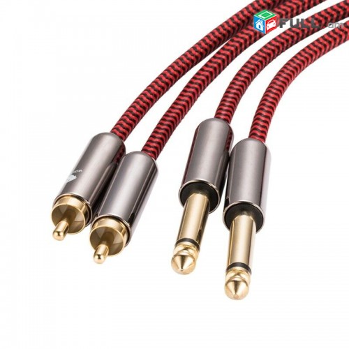 Audiophile Audio Cable Dual 6.35mm Dual RCA Mixing Console Amplifier 2 RCA to 2