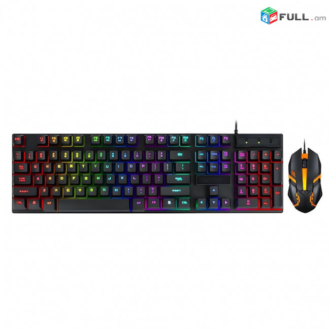 Gaming keyboard + Mouse JERTECH ANIVIA KM180 Rainbow Backlighting Characters, 10 Multimedia key ՆՈՐ