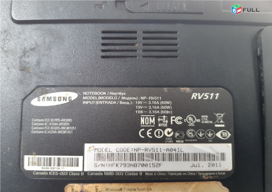 SAMSUNG NP-RV511 պահեստամասեր ամեն ինչ разборка на запчасти