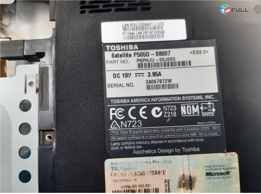 TOSHIBA Satellite P505D-S8007 պահեստամասեր ամեն ինչ разборка на запчасти