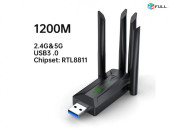 1200 Mbps USB Wi-Fi адаптер четырьмя антеннами Dual Band Adapter վայֆայ անտենա