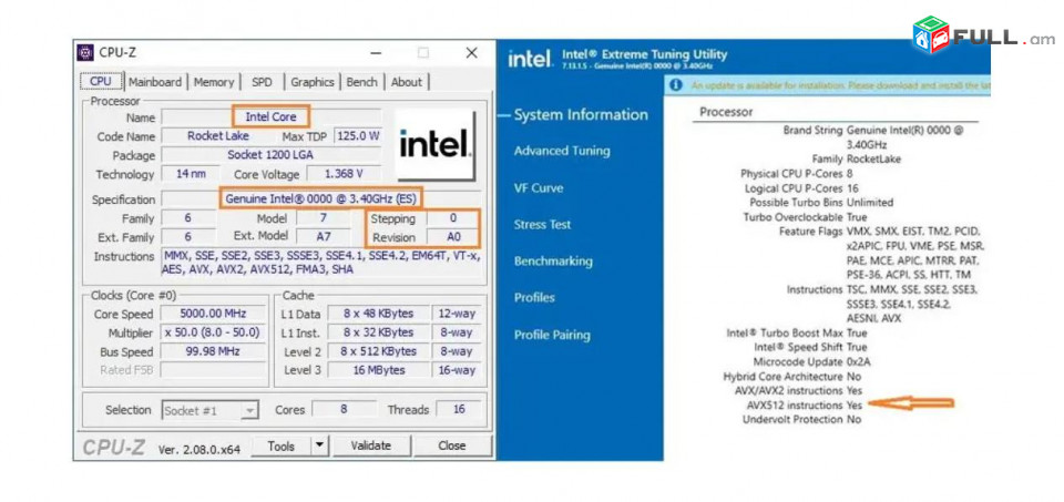 11th Gen. Core i-9 11900K LGA1200 8/16 core 16MB Cache процессор Պրոցեսոր Intel CPU i9 i7 i5 11900 11700k